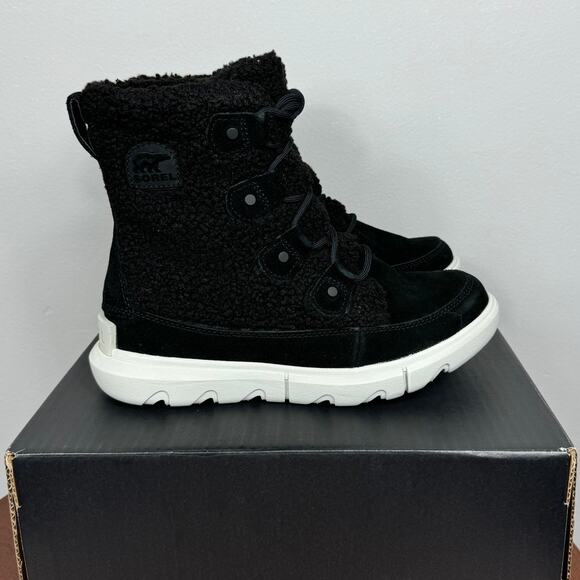 New Sorel Explorer Next Joan Cozy Boots in Black Suede/Faux Shearling Size 6 - Picture 6 of 9